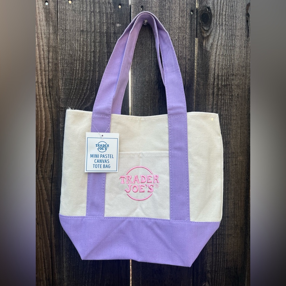 Purple and Cream Canvas Tote Bag